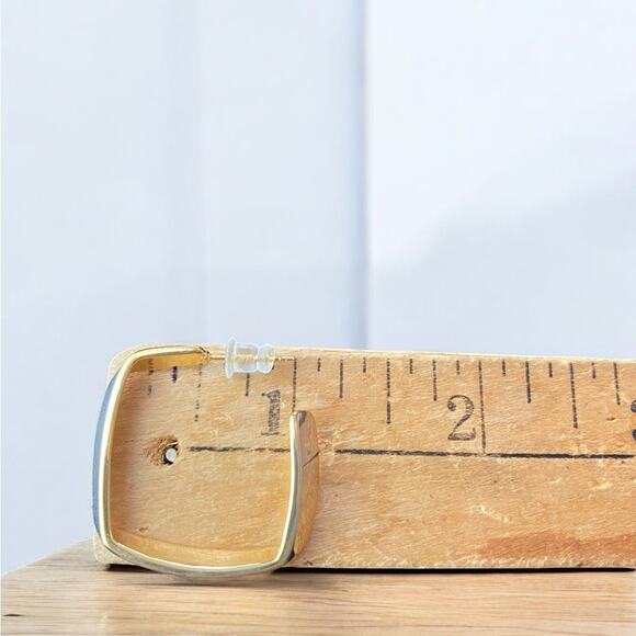 Gold Plated  Stainless Steel Square Hoops Earrings NEW - Picture 4 of 7